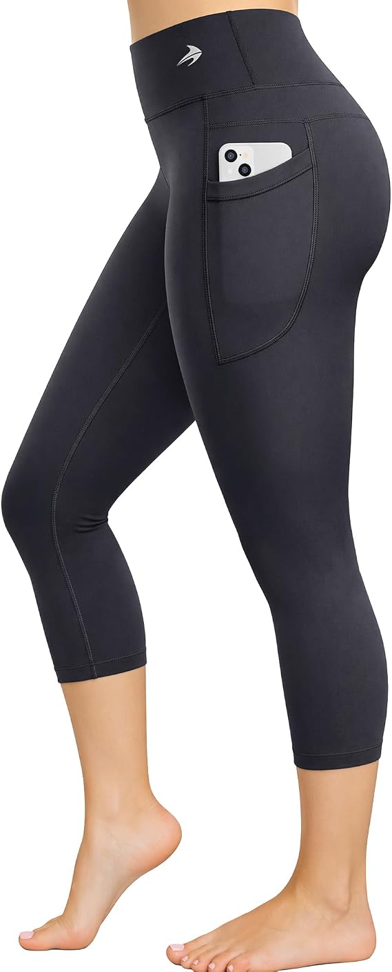 CompressionZ High Waisted Capri Compression Leggings for Women Tummy Control - Workout, Gym, Pilates, Travel, Yoga Pants