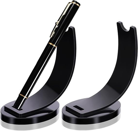 Maitys 2 Pieces Acrylic Electronic Pen Holder Pen Display Stand Pencil Display Holder Fountain Pen Ballpoint Pen Display Rack for Home School Office or Store Use (Black)