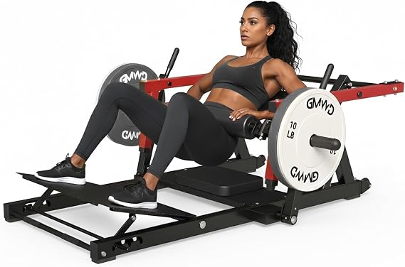 GMWD Hip Thrust Machine, 800LBS Plate-Loaded Glute Bridge Machine with Weight Holder, Heavy Duty Butt Exercise Equipment for Glute Muscles Building and Butt Shaping, Adjustable Footboard