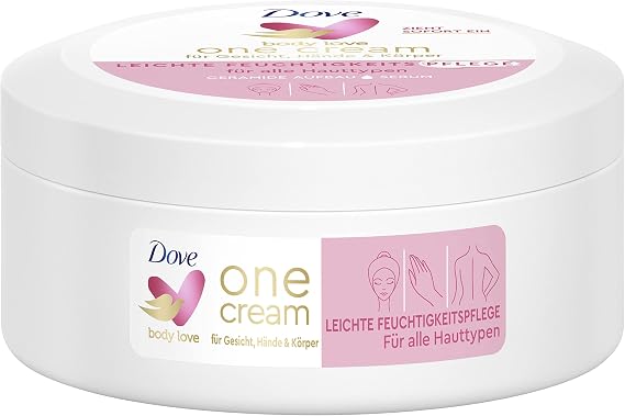 Dove Body Love One Cream Light Moisturiser Body Cream for Face, Hands and Body for All Skin Types 250 ml Pack of 1