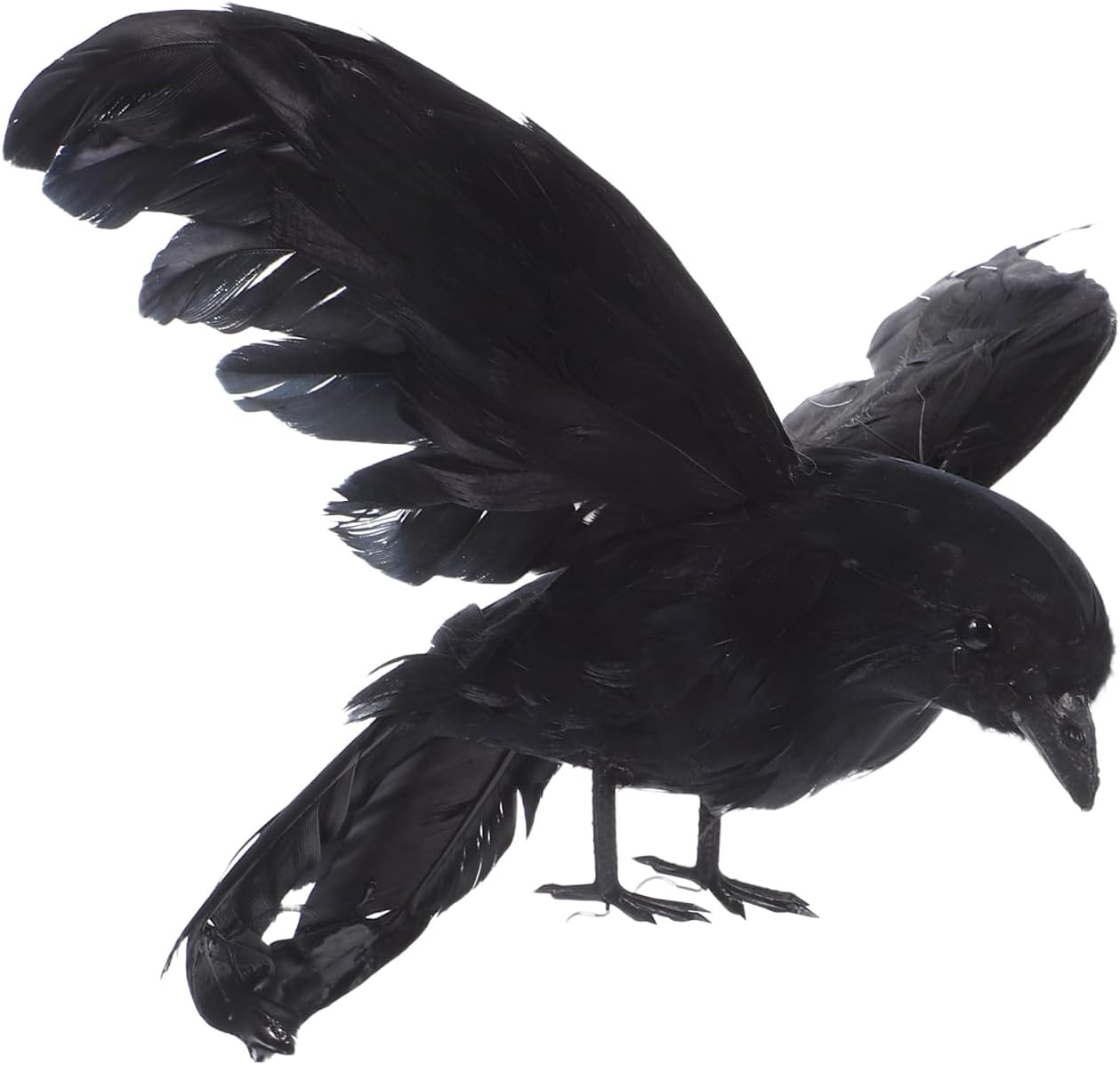 Amosfun Halloween Artificial Black Raven Crow Feather Birds Flying Black Raven Halloween Props Party Bar Decoration