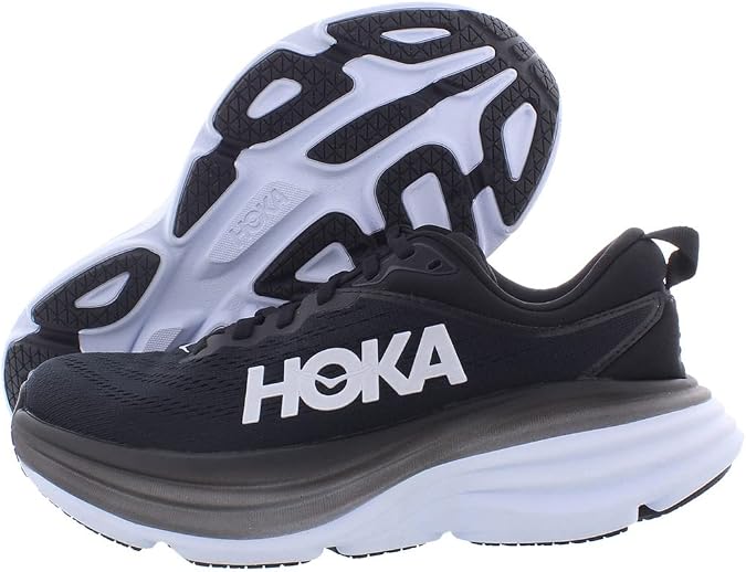 HOKA ONE ONE Bondi 8 Womens Shoes Size 9.5, Color: Black/White/Black