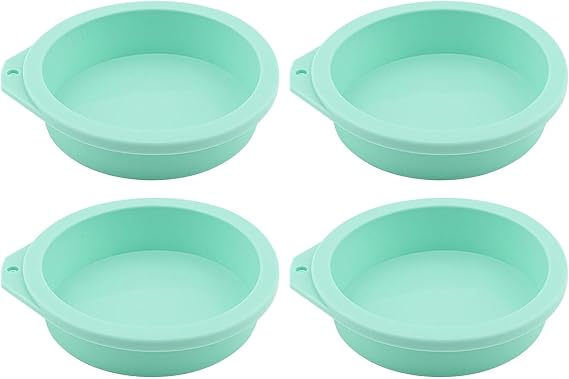 4Pcs Air Fryer Egg Molds - Silicone Egg Bites Molds 4 Inch, Non-Stick Air Fryer Accessories, Reusable Round Baking Mold for Muffin Cake Egg Tart Microwave Oven Dishwasher Safe