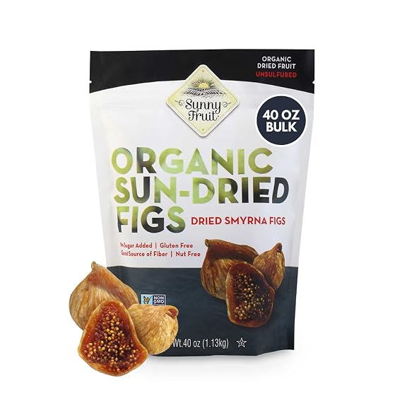 Sunny Fruit Organic Turkish Dried Figs, 2.5 Pound Bulk Bag | No Preservatives, No Sugar Added | Healthy, Sweet Snack | ORGANIC, NON-GMO, VEGAN, HALAL, KOSHER