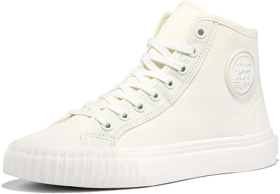 P.F. Flyers High Top Sneakers, The Center Sea Salt, 10M/11.5W | Vintage Canvas High Top Sneakers for Men and Women. Posture Foundation Insole. Casual Unisex Shoes.