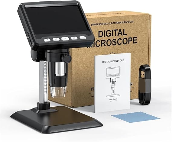 4.3 Inch IPS Digital Microscope 2MP HD Lens 1000X Magnification 8LED Adjust Light Electronic Microscopio Repair Coin Magnifier
