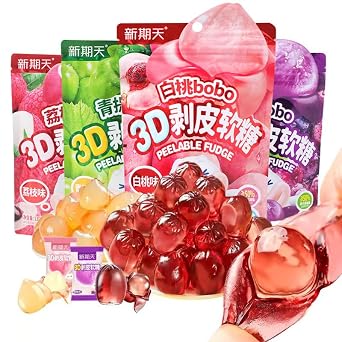 Peeling Soft Fruit Fudge,75g/bag,white Peach Grape Litchi Sugar Soft Candy Sweets,50% Fruit Juice Content Toffee,healthy and Nutritious Fruit Desserts,casual Snacks,Chinese Food (Mixed Flavors,3bag)