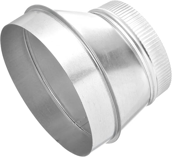 sourcing map Eccentric Duct Reducer (200mm to 150mm) - Galvanized Steel Crimped End Ducting Adapter Increaser Round Air Duct Connector for HVAC Ventilation System, Silver
