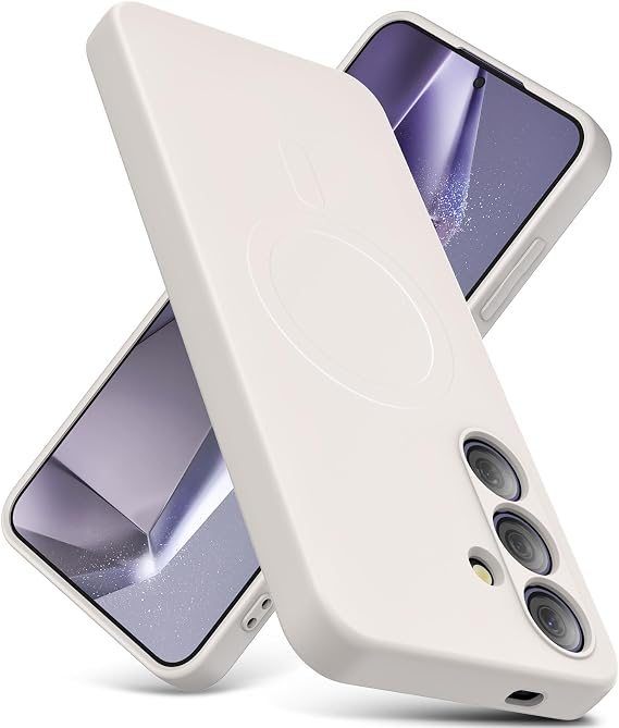 Magnetic for Samsung Galaxy S24 Plus Case, Thin Liquid Silicone Case,Shockproof,Slim Thin Phone Case for Galaxy S24 Plus, Full Body Screen Camera Protective Cover-White 12-sam s24p-04