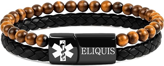Custom Medical Alert Bracelets with Laser Engraved Stainless Steel Tags and Custom QR Codes – PU Leather & Agate Beads for Daily Wear and Health Identification