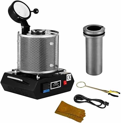 Hardin HD-334MF Electric Tabletop Melting Furnace with 2kg Crucible 110 Volt 1500W with Gloves, Tong and Power Cable