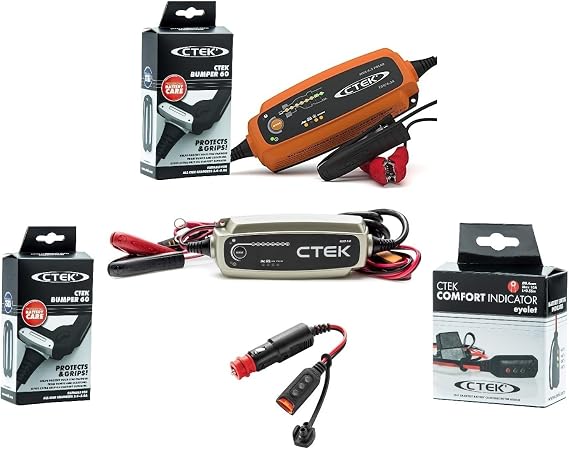 CTEK Bundle | Year-Round & Winter Charging | 40-206 MXS 5.0 Fully Automatic 4.3 Amp Battery Charger Maintainer 12V | 56-958 MUS 4.3 Polar Extreme Climate | Including Accessories