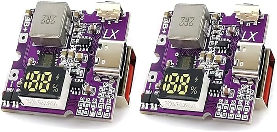 2Pcs 22.5W Fast Charging Module for PD3.0/QC4+/PPS/SCP with Type-C & USB Output, Digital Display, Lithium Battery Support