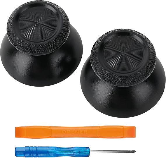 TOMSIN Metal Thumbsticks Replacement Kit for PS5 Controller Aluminum Joysticks Accessories Compatible with PlayStation 5 Controller (Black)