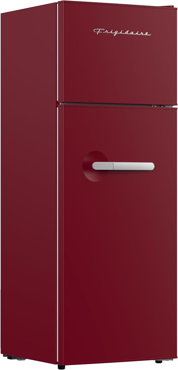 Frigidaire Retro Apartment Size Refrigerator with Top Freezer - 2 Door Fridge with 7.5 Cu Ft of Storage Capacity, Adjustable Spill-Proof Shelves, Door & Crisper Bins, Merlot