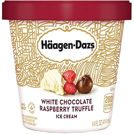 Haagen-Dazs, White Chocolate Raspberry Truffle Ice Cream, Pint (8 Count)