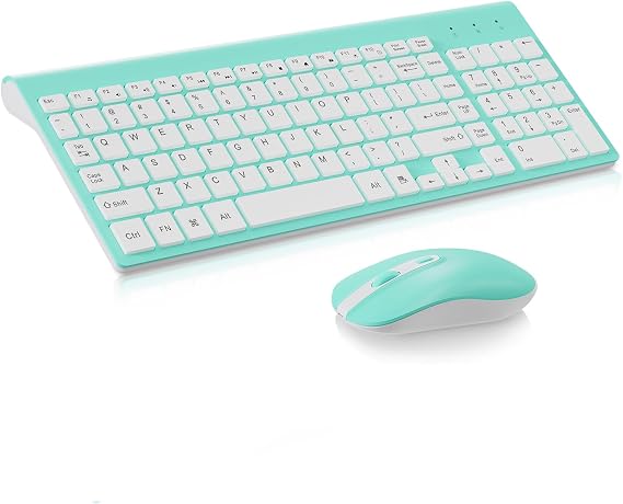 cimetech Wireless Keyboard and Mouse Combo - Blue White