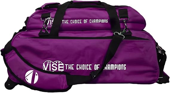 VISE Three Ball Tote Roller Bowling Bag with Shoe Pouch Purple