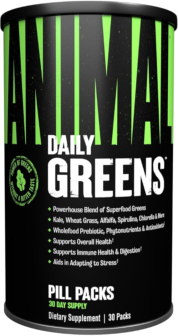 ANIMAL Greens PAK – Your Green Helpers & Daily dose of Green superfood – with spirulina, chlorella & maca for Energy, Immune System, Digestion & Well-Being – 30 Packs