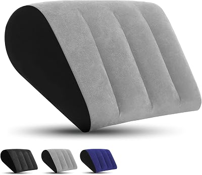 TheClover Inflatable Wedge Pillow for Sleeping - Leg Elevation, Use in Bed Back Support, Wedge Pillow for Sleep Apnea, Portable Travel Triangle Gift Pillow, Complimentary Silk Eye mask Grey