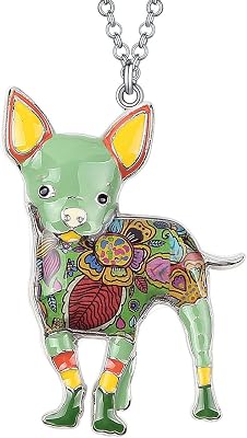 BONSNY Love Pets Enamel Zinc Alloy Metal Chihuahua Necklace Dog Animal pendant Unique Design 18