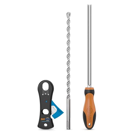 Dryzone System Tool Kit for Dryrod Damp Proofing Rods and DPC Injection Cream Installation | 12mm x 300mm SDS Masonry Drill Bit, Hole Clearing Tool and Rod Cutter, Rising Damp DPC Accessories