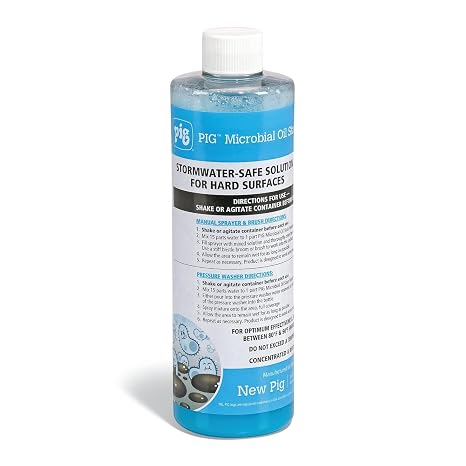 PIG Driveway Oil Stain Remover - Concentrated Formula Gradually Treats Over 100 Driveway Oil Stains - 16 Oz Bottle Concrete Cleaner - Environmentally Friendly - PM50803