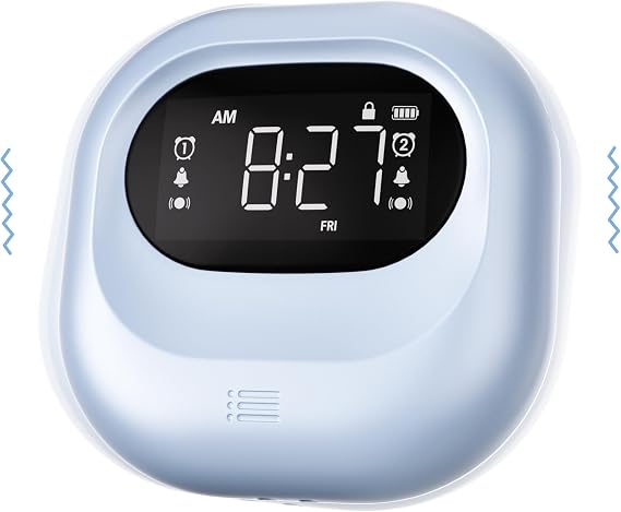 Vibrating Alarm Clock Rechargeable Battery Operated Cordless & Dual Alarms