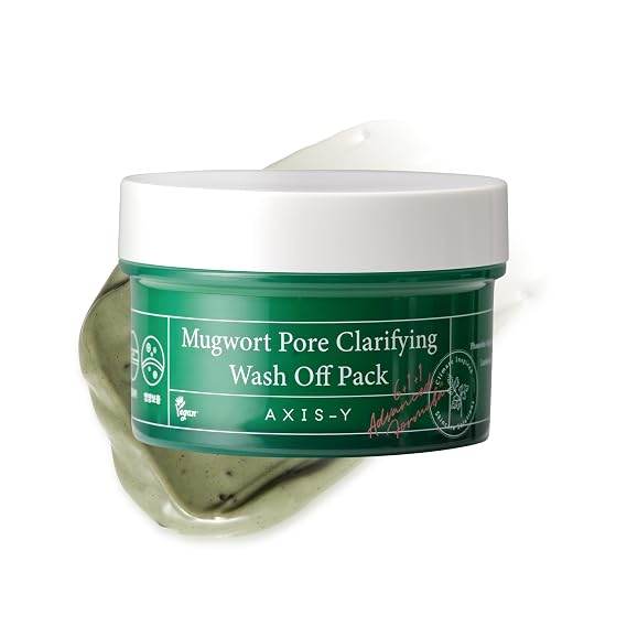 AXIS-Y Mugwort Pore Clarifying Wash Off Pack - Face Exfoliator Targets Clogged Pores, Whitehead & Blackhead Remover - Vegan Korean Skin Care Glass Skin Clay Mask (3.38 fl. oz.)