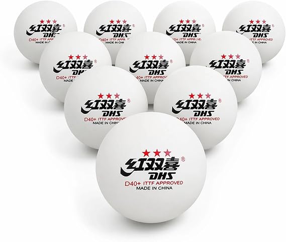 DHS D40+ 3-Star Ping Pong Balls, ITTF Approved, Official Size 40+mm, Consistent Bounce for Training and Competition, White, 10 Count