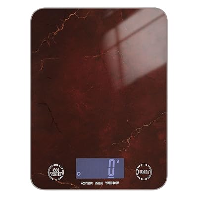 Red Gold Luxury Marble Texture LCD Display Diet Scales Digital Weight for Food 11lb0.18oz, 5kg5g Kitchen Scale with 4 Unit for Dieting Keto Dieting bascula para pesar comida