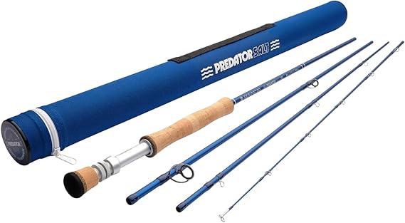 Redington Predator Salt Fly Rod Fast Action Saltwater Fly Rod with Travel Case Full-Wells Grip, Anodized Reel Seat, Chrome Guides Striper, Redfish, Bonefish, Tarpon, Permit - 4PC