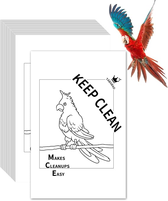 Bird Cage Paper Liners, Bird Cage Liners, 200pcs Disposable Paper Cage Liners for Birds, Pre-Cut Large Bird Cage Liners for Parrot, Parakeet, Conure, Cockatiel, 17 X 11 inch, White
