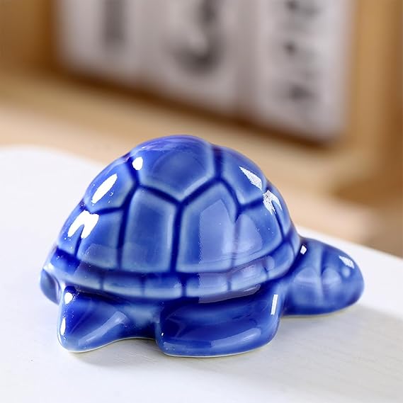 Ceramic Sea Turtle Figurine for Aquarium Decor, Penjing Rockery Scenery, Miniature Garden & Coastal Home Accent (Blue)
