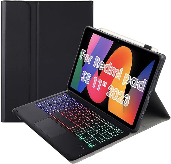 Keyboard Case for Redmi pad SE 11-Inch 2023 Backlit Detachable Keyboard with Touchpad,Black