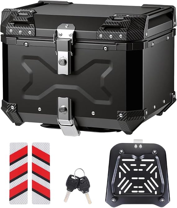 46L Motorcycle Top Case Aluminum Waterproof Motorcycle Top Box Lock | Quick-release mount, universal fit, commuting & short trips, travel use, daily use, portable handle, anti-theft mount