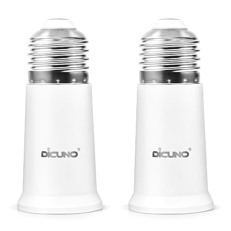 DiCUNO E26 Socket Extender 1.97 Inch, Light Bulb Socket Extender, 2-Pack | Light Socket Extender for Recessed Lighting, E26 Light Bulb Socket Extension Adapter of 5CM, Max 200W, 165C Heat-resistant