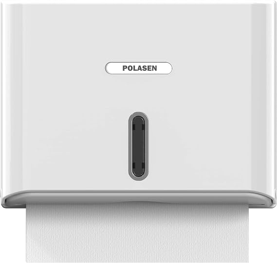 Multifold Paper Towel Dispenser Wall Mount White Compact Adhesive No Drilling or Screws Installation Fits Combi-Fold Fusion Folded Hand Towels for Commercial Industrial Shop Office