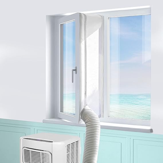 Air Conditioner Window Seal, Machine-YA Window Seal for Portable Air Conditioner and Tumble Dryer, Works with Every Mobile Air-Conditioning Unit, Air Exchange Guards With Zip and Hook Tape (300CM)
