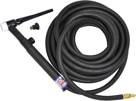 CK Worldwide CK17V-25-R FX Standard Series Gas Cooled TIG Torch with Valve Flex Head, Black