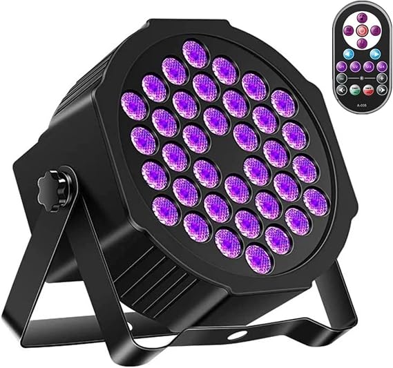 U`King Black Lights for Glow Party 72W UV 36LED Blacklight Glow in The Dark Black Light Strobe with Remote Control DMX Portable for Tapestry Church Parties Birthday Party DJ Bars Nightclubs
