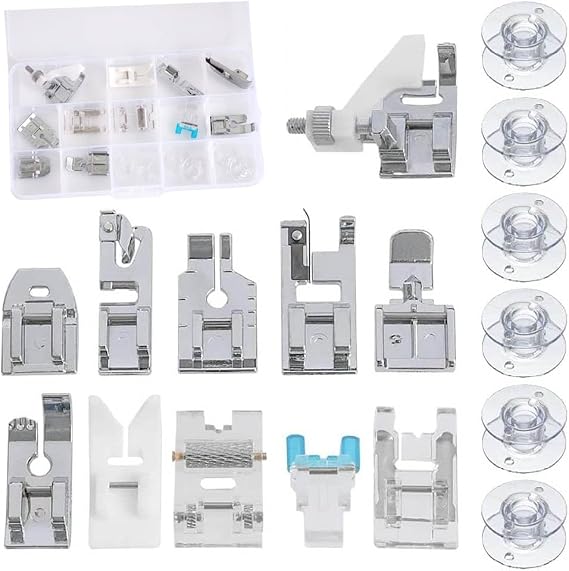 11 Pcs Presser Feet Set Household Sewing Machine Spare Parts Accessories Kit Multifunctional Professional Sewing Foot Presser for Domestic Multi-Function Sewing Machines