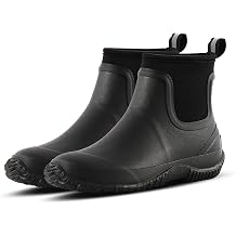 Jollywalk Rubber rain boots, handmade, made of 100% rubber material, suitable for both men and women, suitable for yard cleaning and walking, comfortable, non slip, waterproof