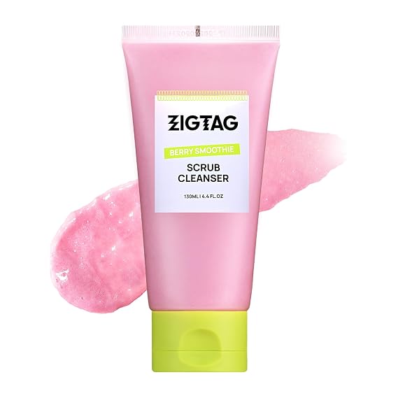 4-in-1 Konjac Jelly Face Cleanser Gentle Daily Exfoliating, Deep Cleansing, Pore Care & Makeup Removal | Berry Smoothie Texture with Raspberry & Vitamin B+C+E Complex | Dermatologist-Tested
