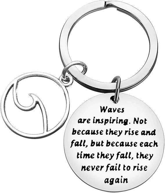 Surfer Ocean Lovers Gifts Tropical Ocean Waves Charm Beach Keyring Inspirational Key Chain for Women Men Surfer Surfing Lover Gift for Best Friends Graduation Christmas Valentines Birthday Gifts