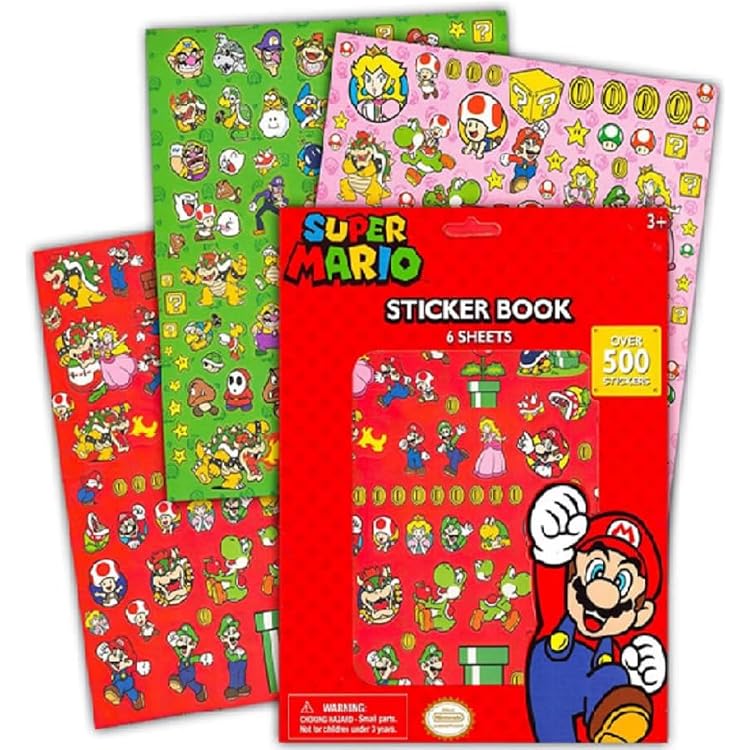 Super Mario 6 Sheet Sticker Pad | 500 Stickers