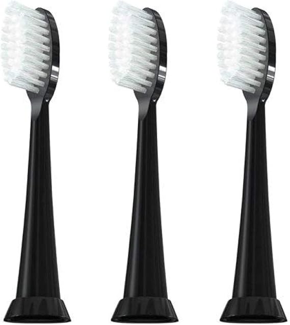 TAO Clean Umma Diamond Sonic Toothbrush Replacement Heads (3-Pack) Replacement Heads for the TAO Clean Electric Toothbrush and Docking Station, Black