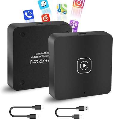 Podofo Wireless CarPlay Adapter,2024 Upgrade Version Plug & Play Dongle Converts Wired to Wireless Carplay,Fast and Easy Use Fit for Cars from 2016 with OEM & iPhone iOS 10