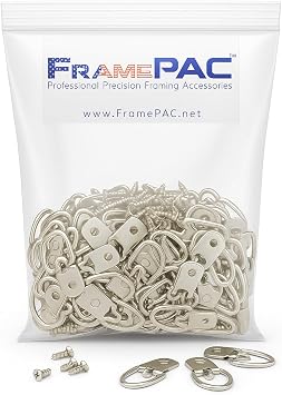 D Ring Picture Hangers with Screws - 300 Pack - Bulk D Rings - Pro Quality Hangers - Picture Hanging Solutions
