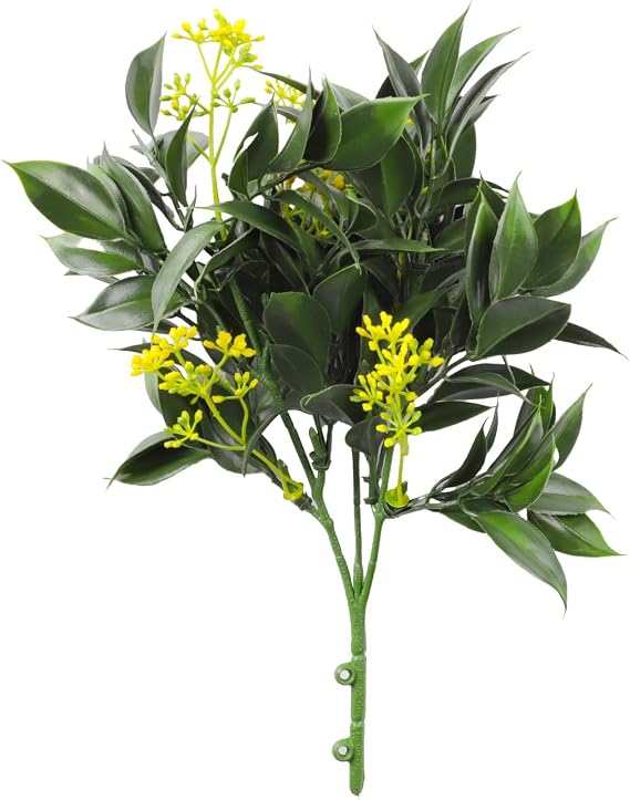 2 PCS Artificial Plants Fake Bushes Plastic Shrubs Flowers for Indoor and Outdoor Wall Decoration Such as Office Balcony Courtyard,Green